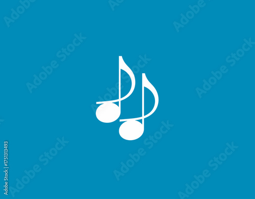 The image illustrates two musical notes in white against a bright blue backdrop, conveying a sense of rhythm, creativity, and the joy of music in a minimalist style.