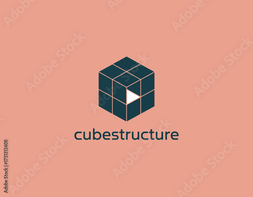 This image presents a modern logo design featuring a cubic structure that signifies creativity, innovation, and a forward-thinking approach in branding and visual identity.