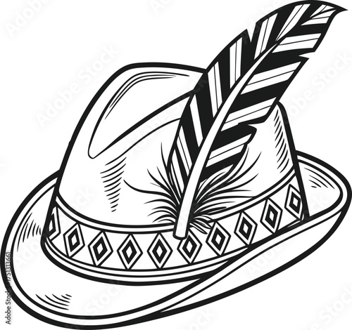A vector illustration of a pirate in a black hat steering a sailboat across the ocean wave