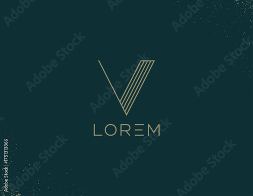 A refined monogram logo design showcasing sleek modern typography with a strong V shape, ideal for upscale brands seeking an elegant visual identity.
