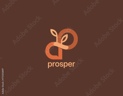 This unique logo combines the letters 'a' and 'p' with plant motifs, utilizing warm earth tones to convey growth, sustainability, and creativity in branding.