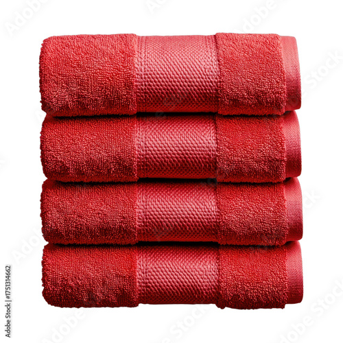 a stack of red towels isolated on transparent background.