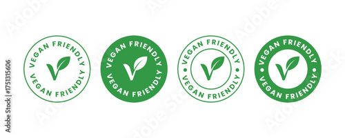 vegan friendly badge icon set. Vegan food icon set badge sign. Bio, Ecology, Organic logos and badges. vector illustration 