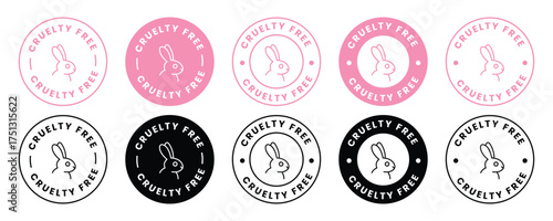 crueltyfree symbol with rabbit. Cruelty Free label, logo, badge, icon, sticker, symbol.  Cruelty free not tested on animals label for product packaging design. vector illustration 
