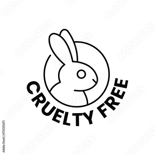 crueltyfree symbol with rabbit. Cruelty Free label, logo, badge, icon, sticker, symbol.  Cruelty free not tested on animals label for product packaging design. vector illustration 
