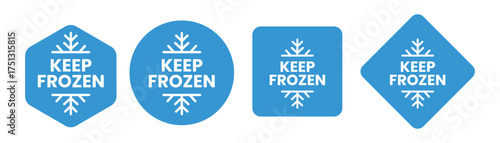 Frozen product food label for product packaging design. Fresh frozen product, snowflake icon. Frozen food label. vector illustration 