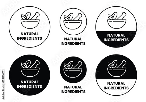 natural ingredients vector icon. Natural ingredients label icon set. 100% Natural and organic Product Icon Circle Sign food labels. Healthy Food Emblem. Organic food Badge. vector illustration 