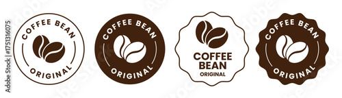 coffee bean original label vector set. premium coffee shop bar brand symbol icon. vector illustration