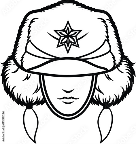 Ushanka Icon A Bold Vector Illustration of a Traditional Russian Fur Hat for Cultural and Historical Projects