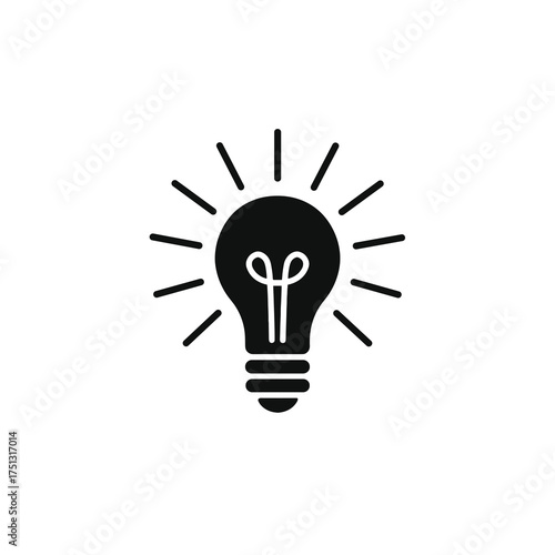 Bright Light Bulb with Radiating Rays – Innovation Concept Vector