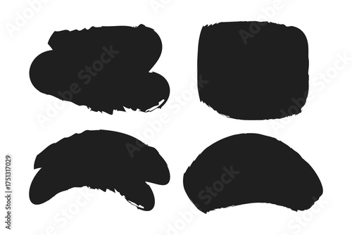 Abstract Black Brush Stroke Set. Ink Paint Texture for Design, Calligraphy, and Background Art.