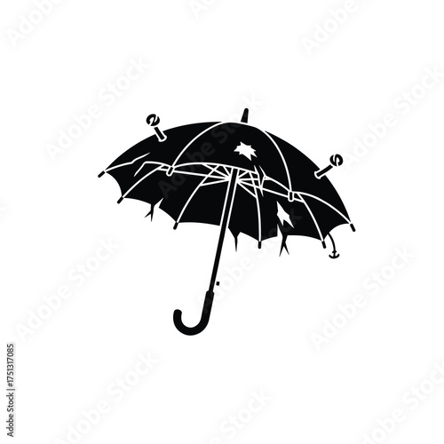 Broken Umbrella – Torn Canopy Weather Icon Vector