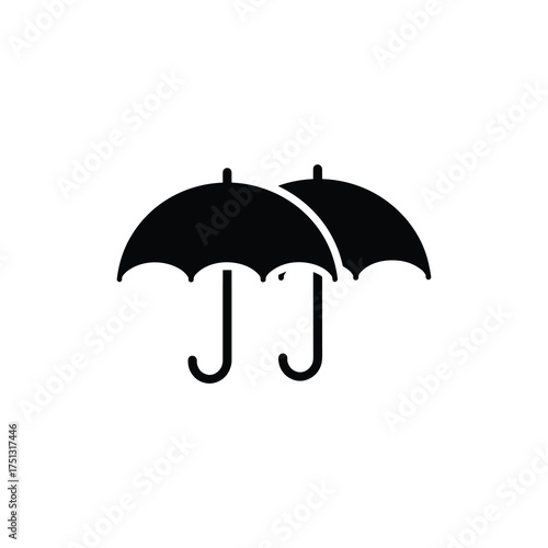 Pair of Umbrellas – Couple Sharing Shelter Silhouette Vector