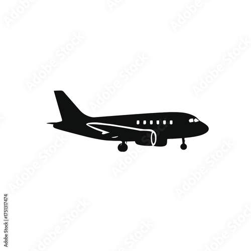 Passenger Airliner Silhouette – Side View Vector Icon