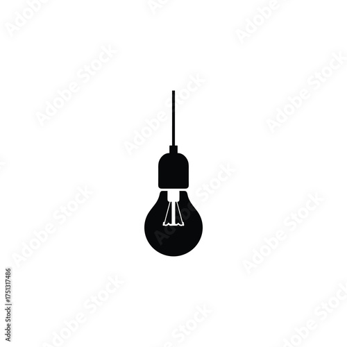 Pendant Light Bulb on Straight Cord – Simple Minimal Icon