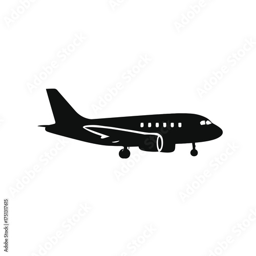 Short-Haul Airliner Silhouette – Compact Passenger Plane Vector
