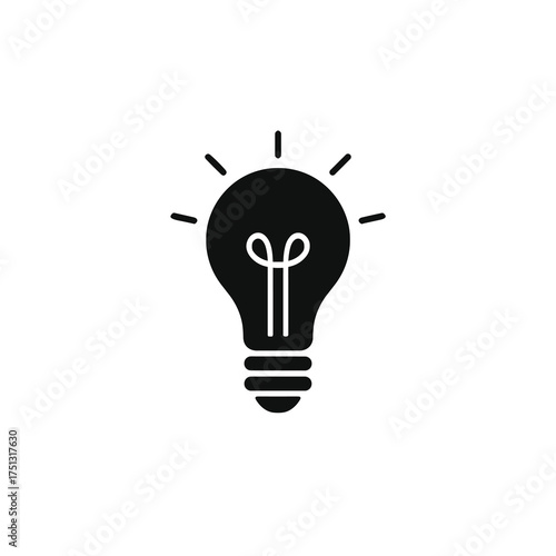 Simple Light Bulb Icon with Rays – Minimal Creativity Symbol