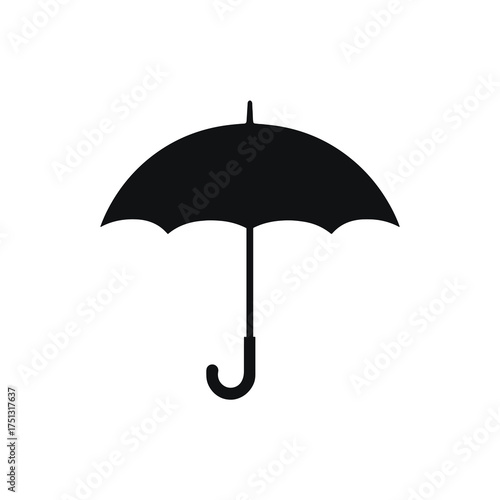 Simple Umbrella Icon – Minimal Black Silhouette Vector