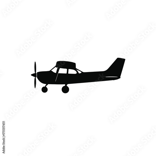 Small Propeller Airplane Silhouette – Light Aircraft Vector