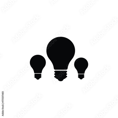 Three Light Bulbs in Different Sizes – Idea Growth Minimal Silhouette