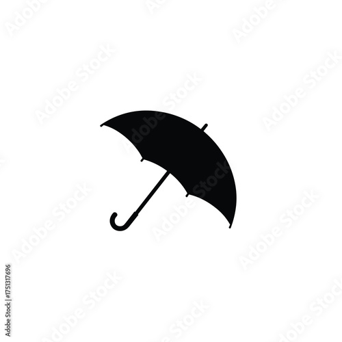 Tilted Umbrella – Diagonal Open Parasol Silhouette Vector
