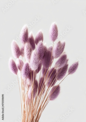 Decorative Dried Flowers in Soft Purple Hues Enhance Modern Interior Design A...