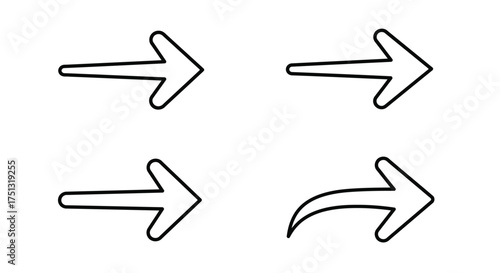 Four simple black outline arrows pointing in different directions shown