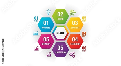 Infographic Hexagon Steps - A Visual Guide to Business Strategy.