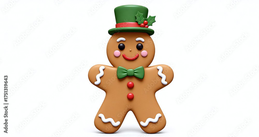 Fototapeta premium Charming 3D Gingerbread Cookie in a Warm Christmas Scene