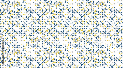 Seamless Blue and Yellow Floral Vine Pattern with Delicate Leaves on White Background for Fabric, Wallpaper and Modern Design