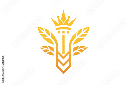 Stylized sugar cane emblem with floral crown outline