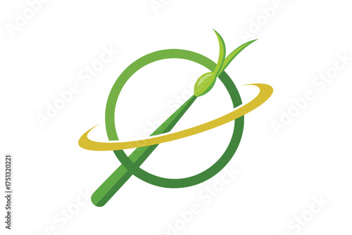 Sugar cane stalk merging with digital orbit rings