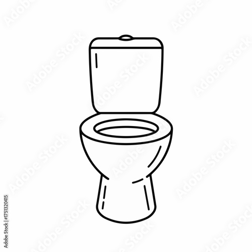 Clean white toilet with open lid, simple line illustration