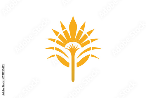 Decorative sugar cane emblem sun icon