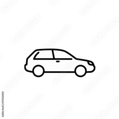 Simple outline illustration of a modern hatchback car in profile view