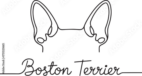 Boston Terrier Minimalist Line Art: Dog Breed Icon