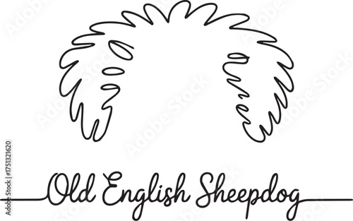 Old English Sheepdog Minimalist Line Art Illustration