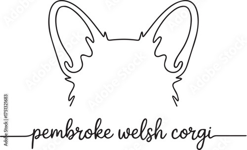 Pembroke Welsh Corgi Line Art, Minimalist Dog Illustration