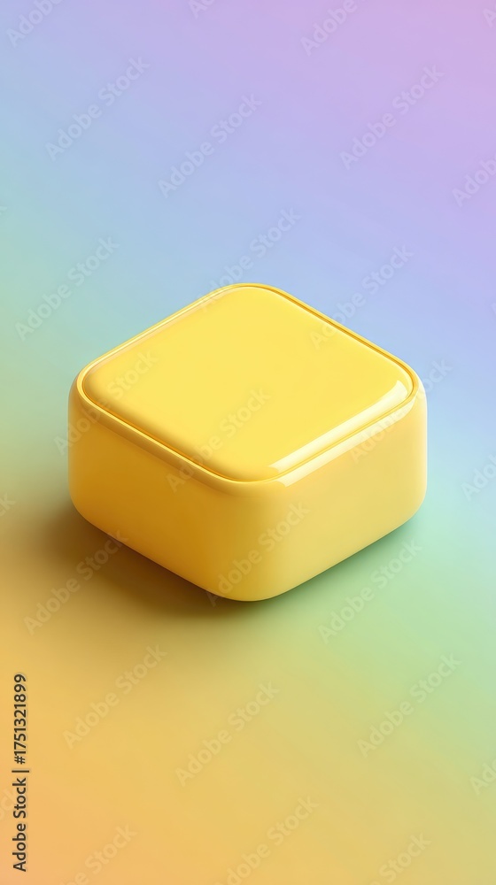 Fototapeta premium Yellow Square Box on Colorful Gradient Surface.