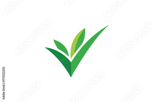 Minimalist sugar cane leaf eco tick mark design