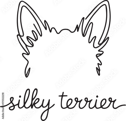 Silky Terrier Dog Line Art Design