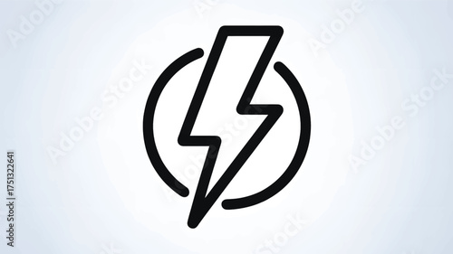 Simple black lightning bolt icon inside a circle representing electricity power energy and speed in a clean graphic silhouette