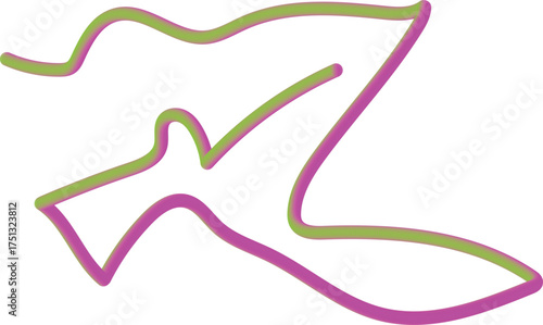 Green and magenta abstract shape on white background eps
