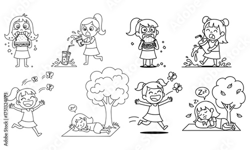 Cartoon Girl's Day A Series of Adventures in Black and White Drawings
