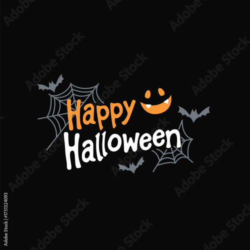 Halloween Graphic T-Shirt Print Design, Flat Vector Illustration, Scary and Cute Typography