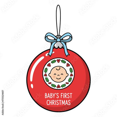 Adorable Baby's First Christmas Ornament with Holly Berry Wreath A Sweet Holiday Keepsake to Cherish Forever