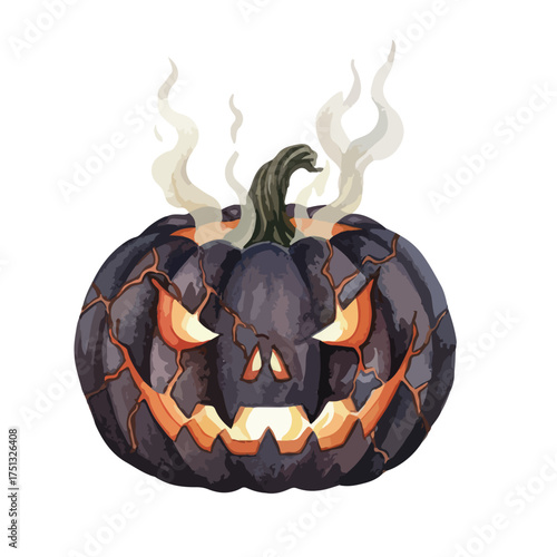 Eerily Enchanting Halloween Jack O Lantern with Smoky Emanations A Spooky Season Icon