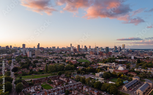 Birmingham Central Skyline Dusk Aerial Photo