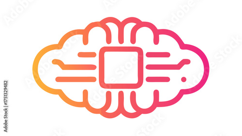 Illustration of a brain with a chip inside, symbolizing artificial intelligence and advanced technology