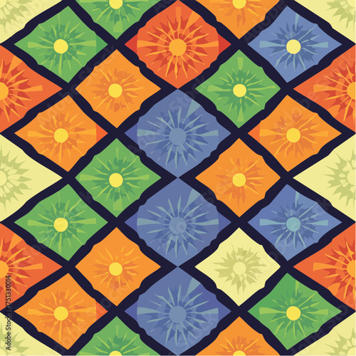 isometric starband mosaic — clementine citron velvet tile